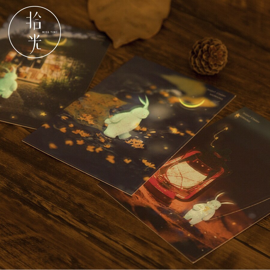 30 unids/set buenas noches con usted luminoso postal noche estrellada tarjetas de felicitación Tarjeta de mensaje de Navidad y Año