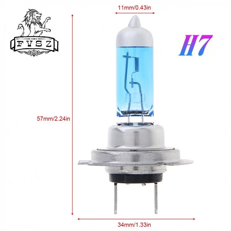 2Pcs H7 12V 55W 12972C1 Cars Halogen Headlamp Bulb Px26d 5600K 1600lm Quartz Glass Super Dipped Headlight White Lights (DC12V)