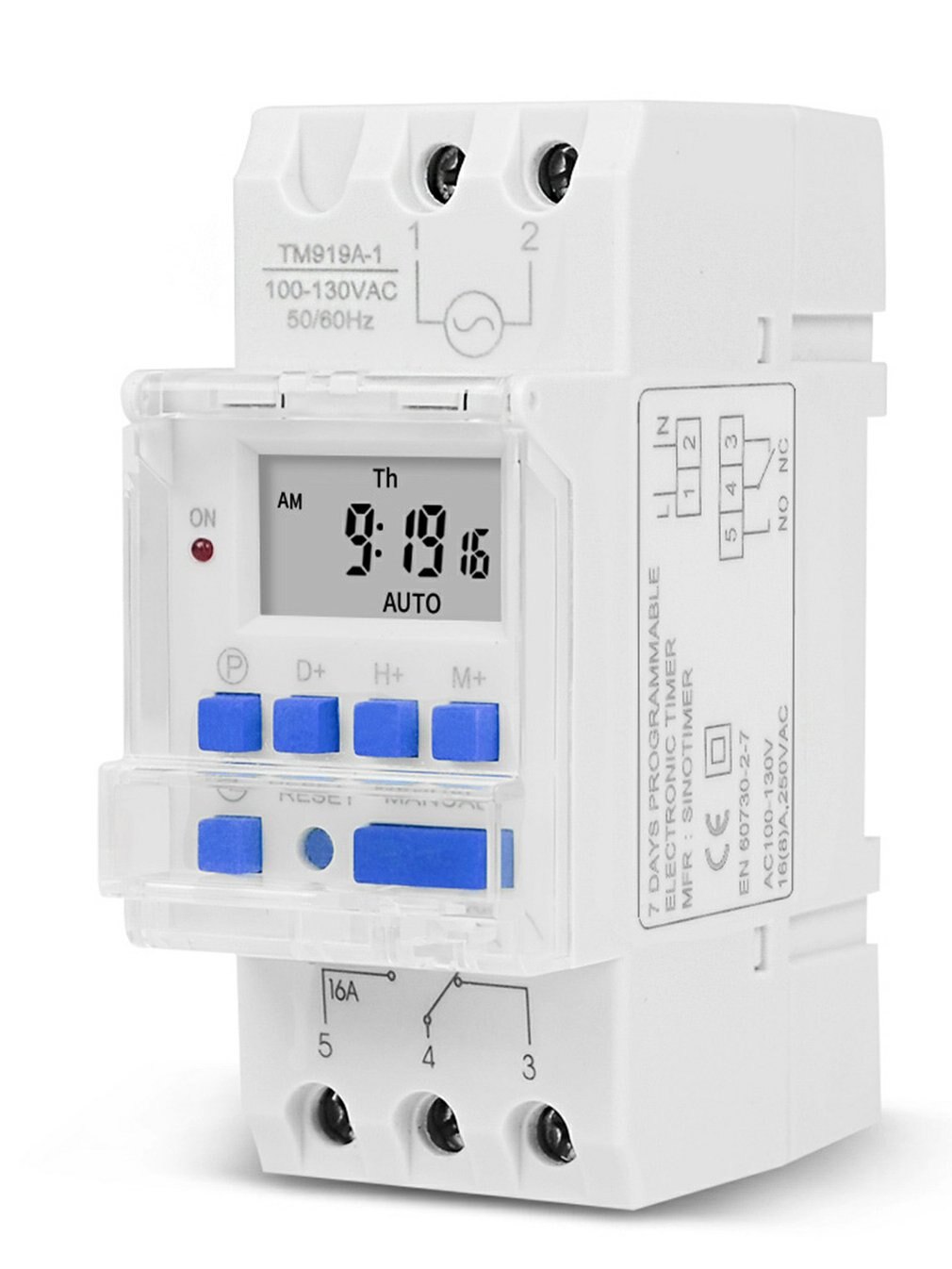 Electronic Weekly 7 Days Programmable Digital TIME Relay Timer Switch Control AC 110V 220V 12V 24V 5V 16A Din Rail Mount THC15A: 110VAC