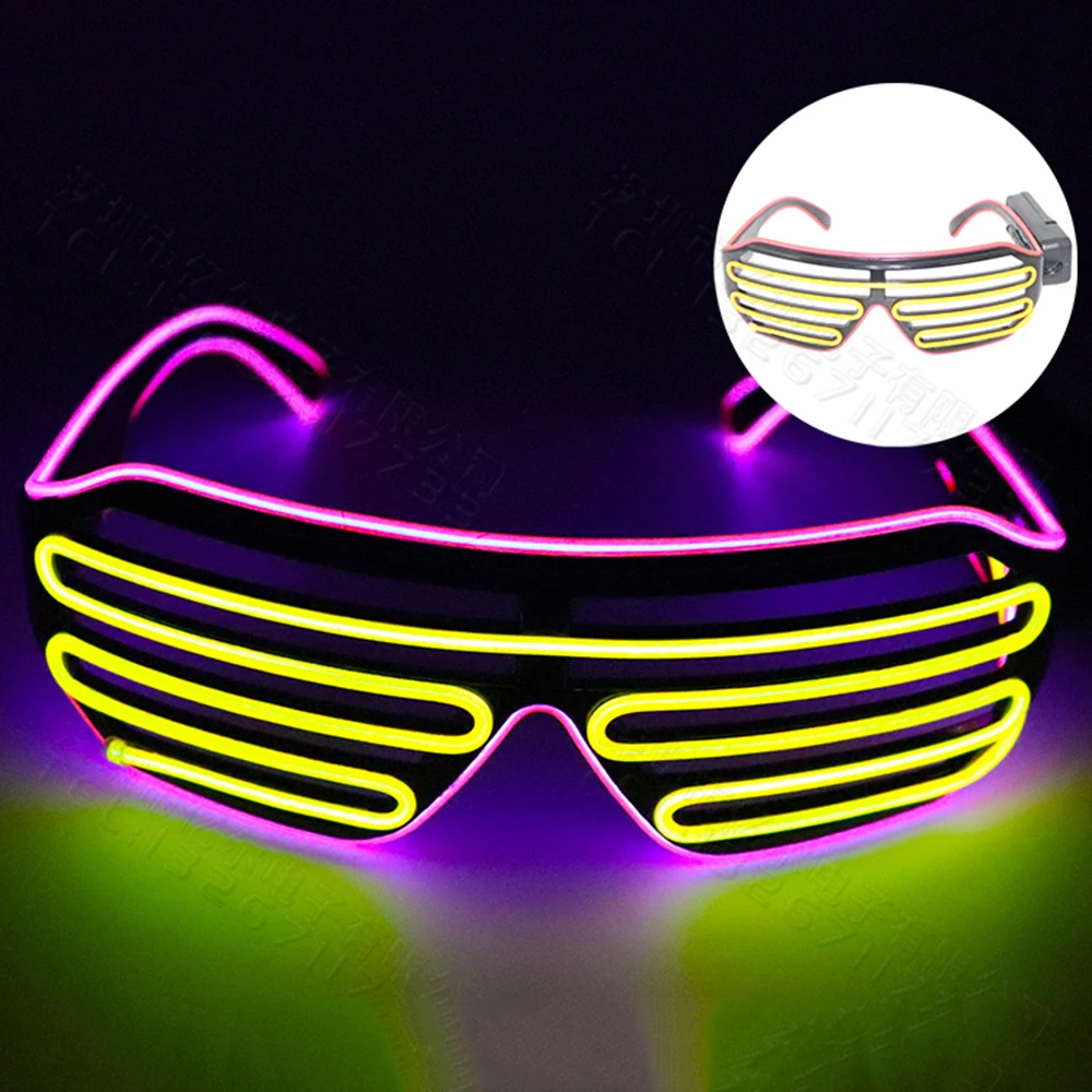 Lunettes rave néon à obturateur clignotant à LED, lueur dans l'obscurité, nuances, Noël, fête d'Halloween: Saphir profond