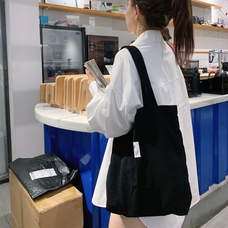 Taschen für Frauen Cord Schulter Tasche Reusable Einkaufstaschen Beiläufige Tote Weibliche Handtasche für EINE Bestimmte Anzahl von