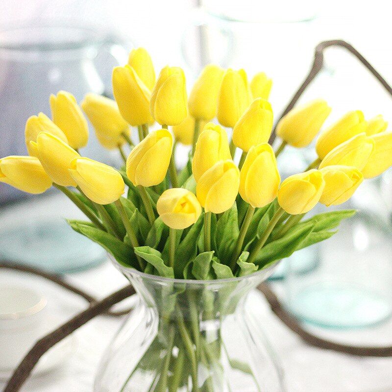 1pc pu tulipan kunstig blomst ekte touch mini tulipan hjem bryllup dekorasjon blomst: 5