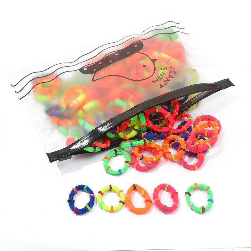 100 pièces/sac fille cheveux anneaux cheveux accessoires queue de cheval en caoutchouc cheveux corde haute élastique cheveux corde Braider tête corde pour les filles: 11