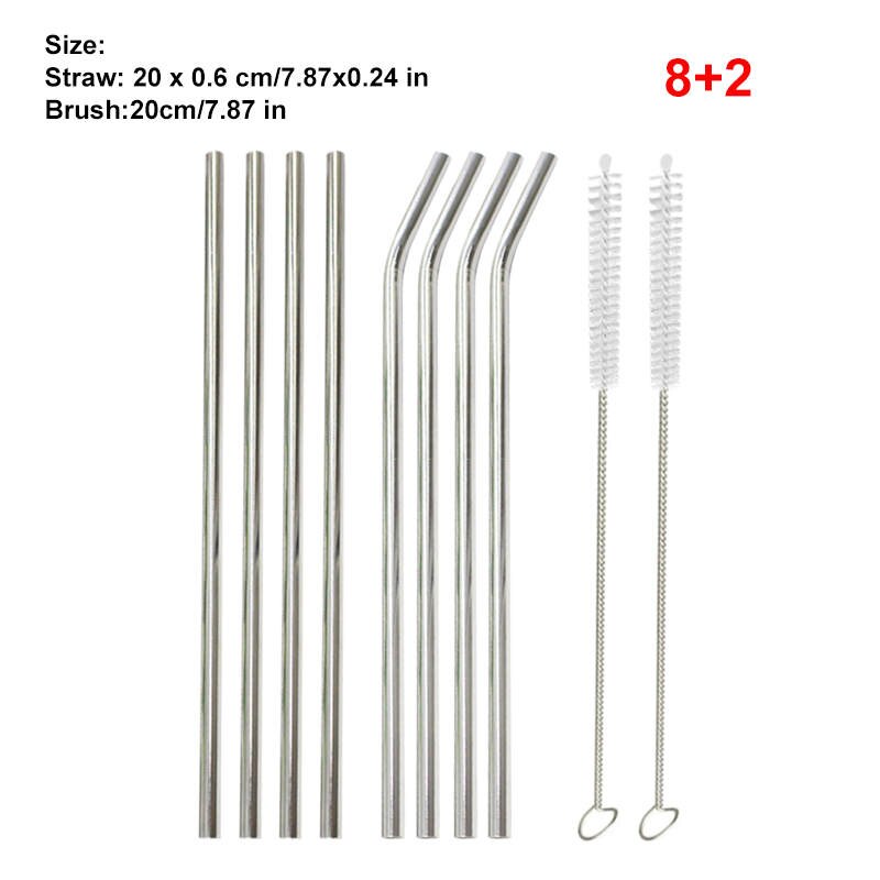 Pailles en métal réutilisables, 1, 4, 6, 8 pièces, en acier inoxydable, avec brosse de nettoyage, accessoires pour tasses et bars: 27