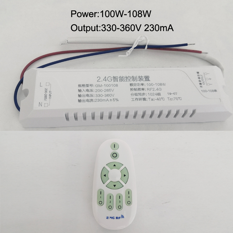 Justering af farvetemperatur og dæmpbar led transformer 2.4g fjernbetjening led driver isoleret og sikker intelligent strømforsyning: 220v 100-108w