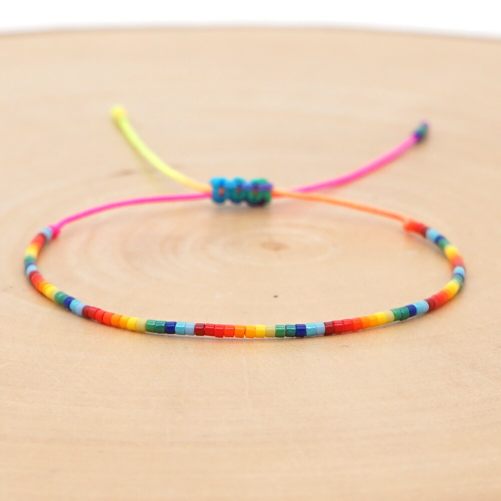 gehen2Boho Regenbogen Miyuki Samen Perlen Armbinde Für Frauen Sommer Einfache Schmuck Mehrfarbig Pulseras Freundschaft Handgemachte Armbänder