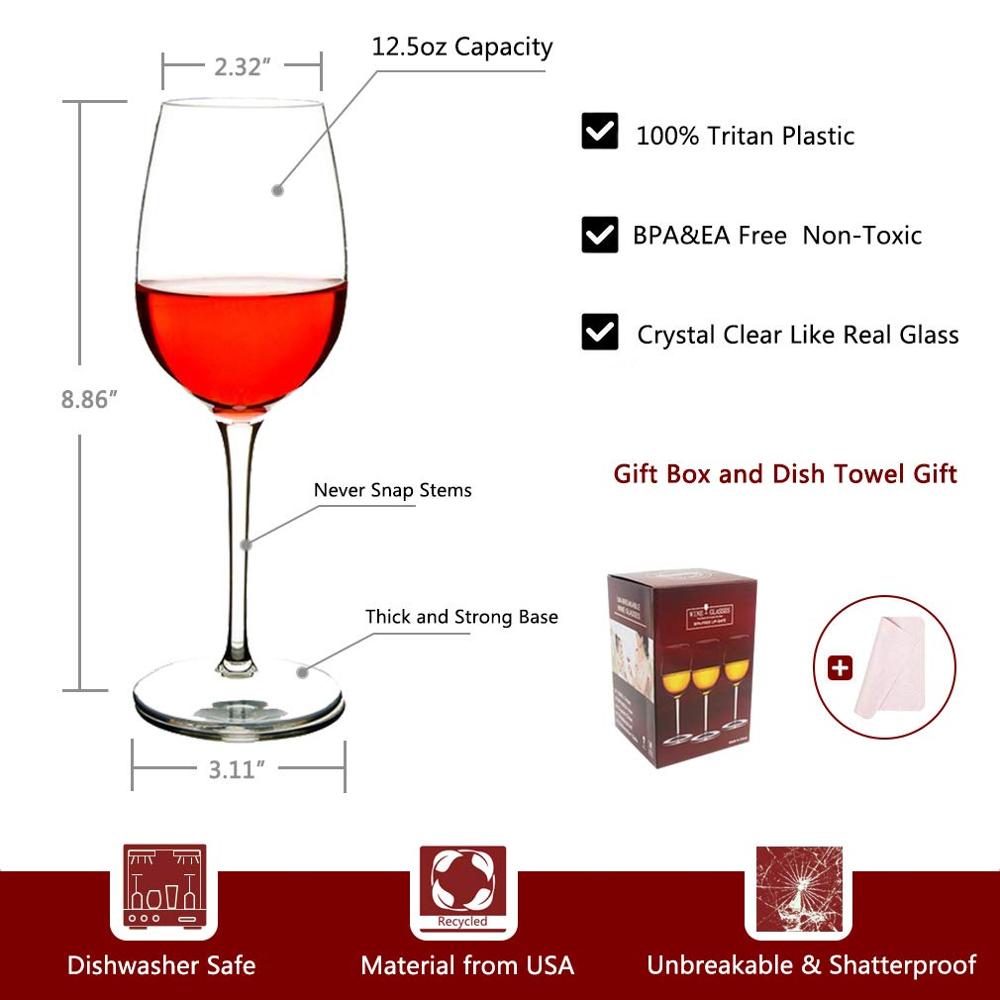 HXM 1/2/4/6 uds/set de copas de vino irrompibles Tritan PVC inastillables copas de vino, copas de vino, copas para beber, copas para el hogar, bodas