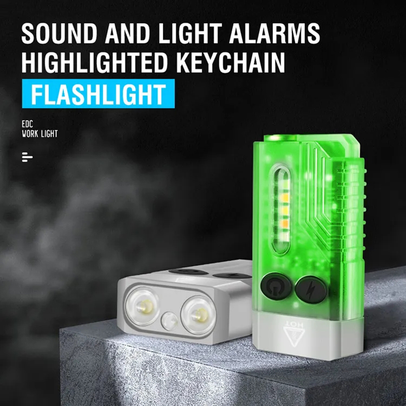 Mini V10 EDC Flashlight 1000LM Super Bright Portable Keychain Light With Magnet USB Rechargeable UV Beep Camping Lantern