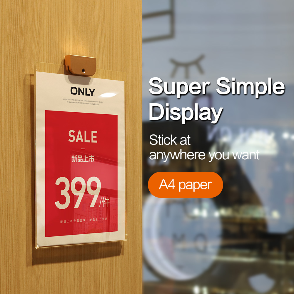 sviao A4 Simple Hanging Acrylic Board Sign Holder Wall Mounted Card Holder
