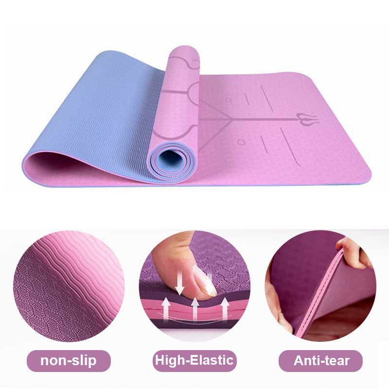 183*61*0.6cm Yoga Mat With Non-slip Positioning Line Fitness Mat Outdoor Leisure Fitness Accessories Suitable For Beginners