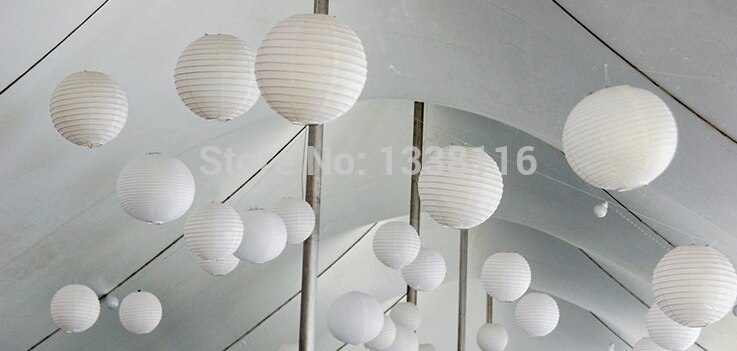 10 stk / parti 16 tommer (40cm)  kinesiske runde hvide papir lanterne lamper til bryllupsfest boligindretning lanterne bold festartikler