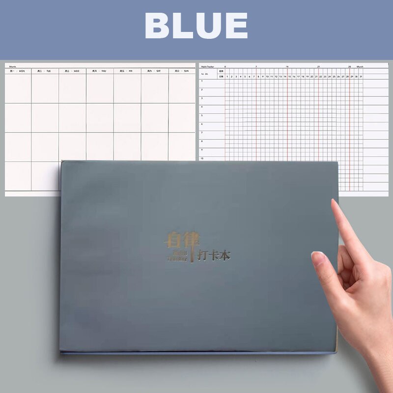 Notebook B5 Thickened Large Task Plan Grid Diary Cuaderno Notebook Dot Matrix Notebook Diary Grid Book: blue