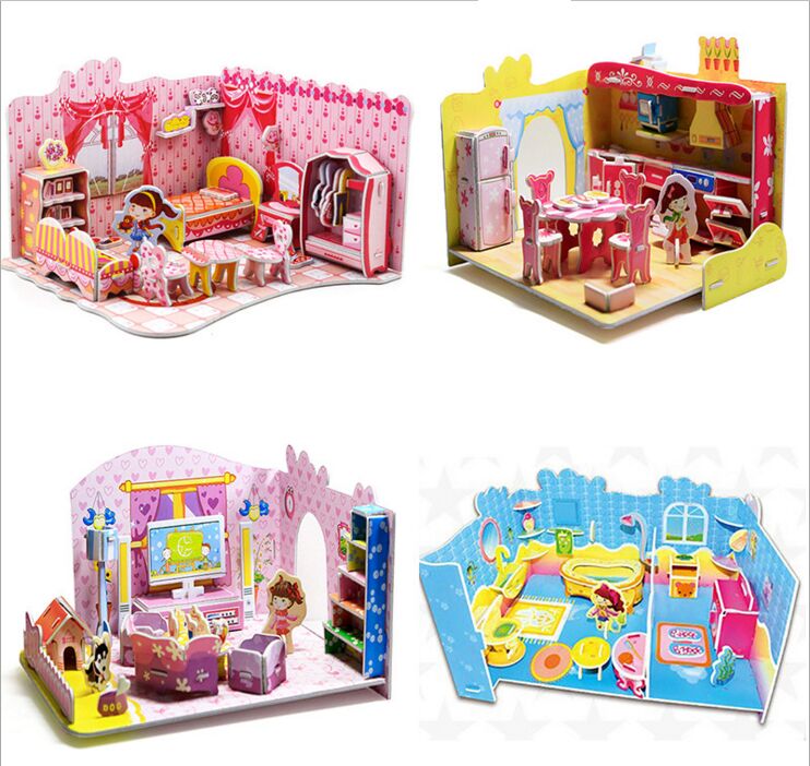 3D Puzzle DIY Puzzle giocattolo Del Bambino Del Capretto apprendimento Precoce Castello Costruzione modello regalo Bambini Case Di Puzzle Learning Education Puzz