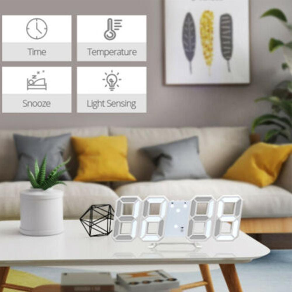 3d Led Digital Clock Glowing Night Mode Brightness Electronic Hanging Clock 24/12 Adjustable Table Hour Wall Clock Display T6c6