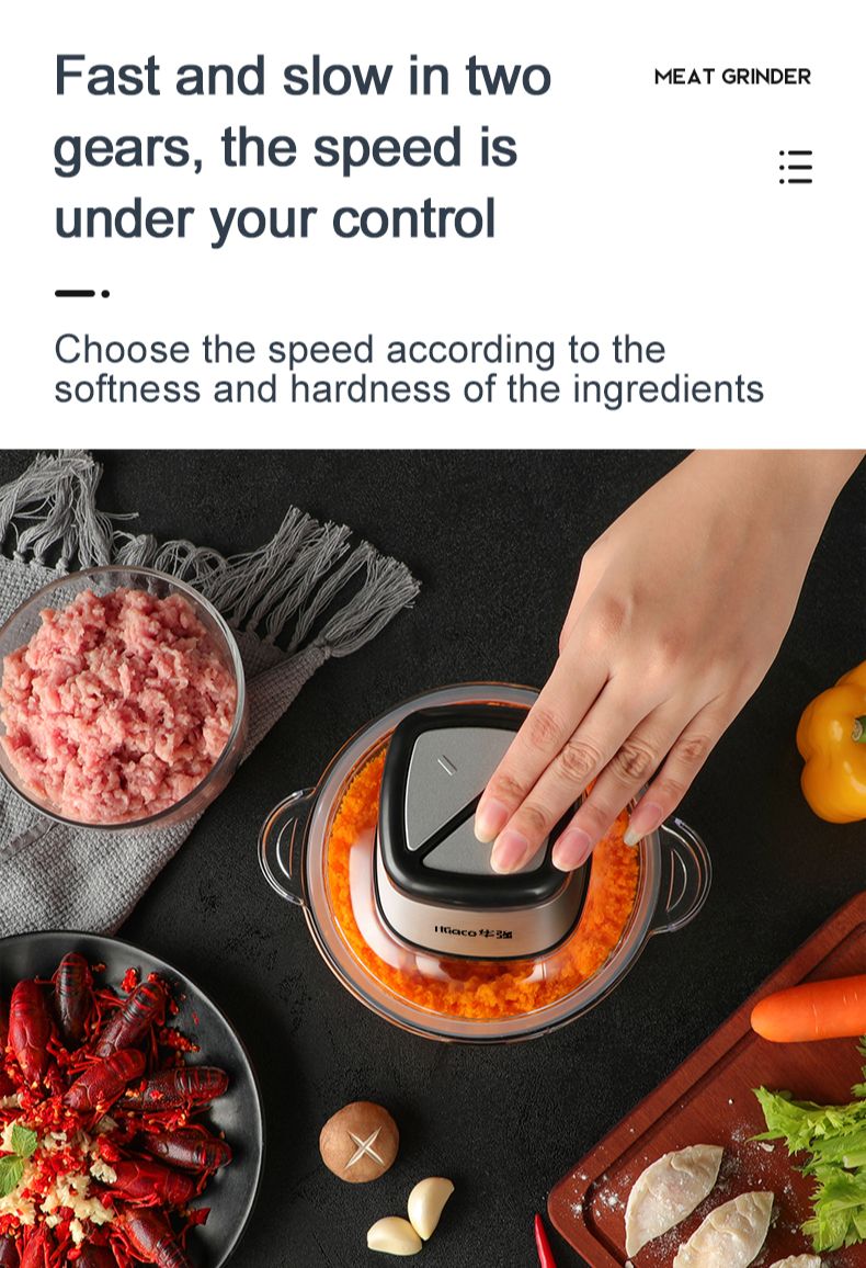 2 Speeds Electric Meat Grinder 304 Stainless Steel Kitchen Chopper Mincer Vegetable Household Food Processor Slicer 220V