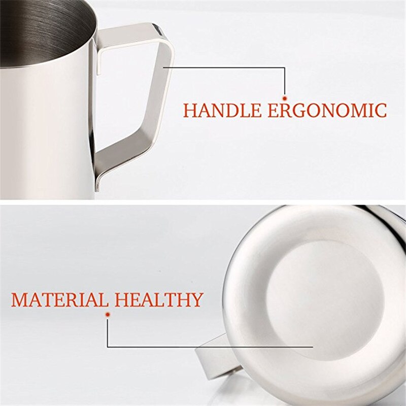 Jarra de acero inoxidable para espumar leche, jarra de café con termómetro Barista, haga la espuma perfecta para su café capuchino, 550ml