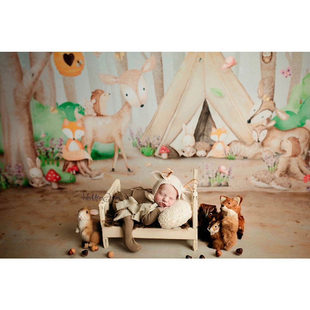 Safari animaux -né bébé photographie toile de fond Photo Shoot Jungle forêt Tribal fête d'anniversaire arrière-plan fournitures accessoires