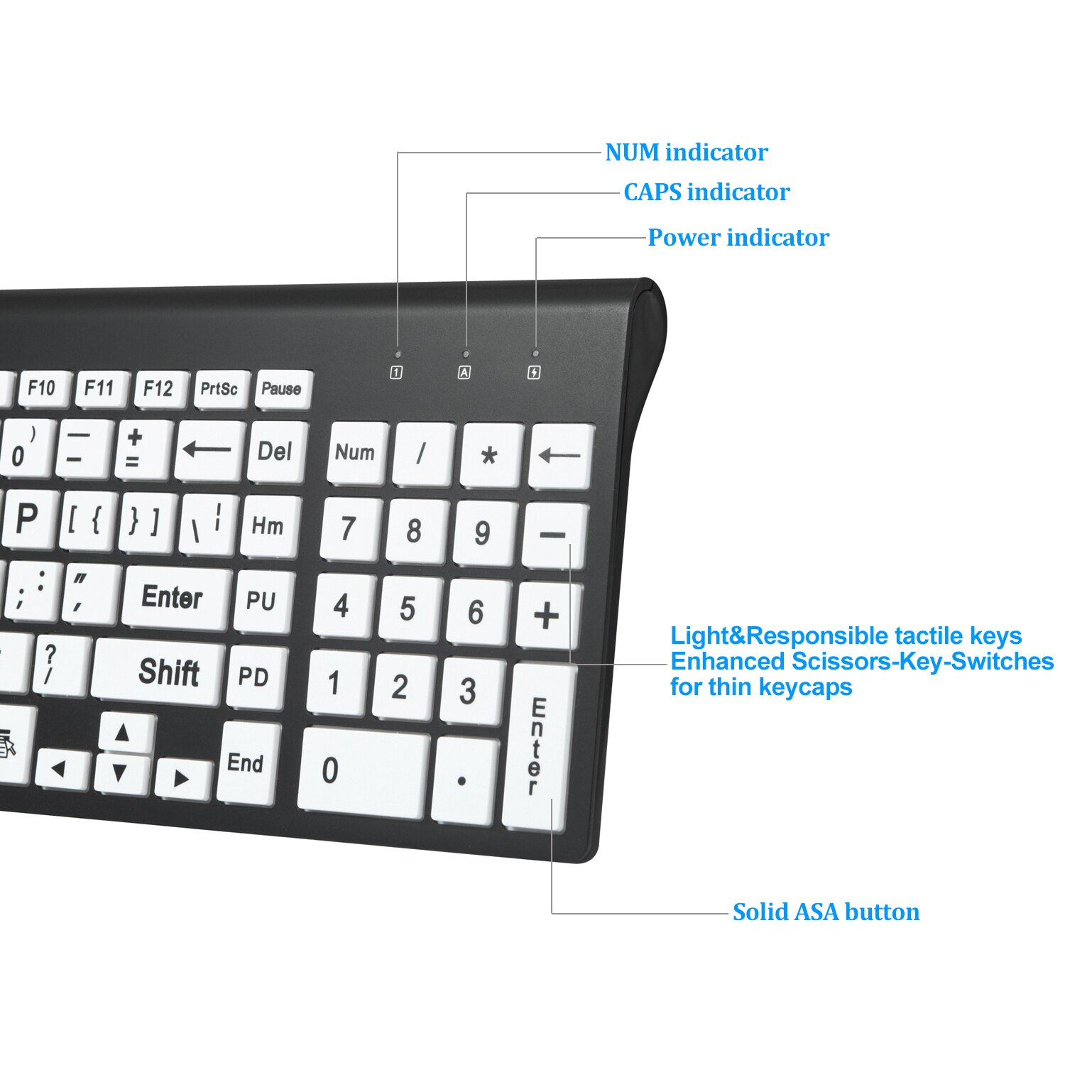 SeenDa 2.4G Wireless Silent Keyboard Larger Print Multimedia Full-size Ergonomic Keyboard Mouse Combo Set for Computer Laptop