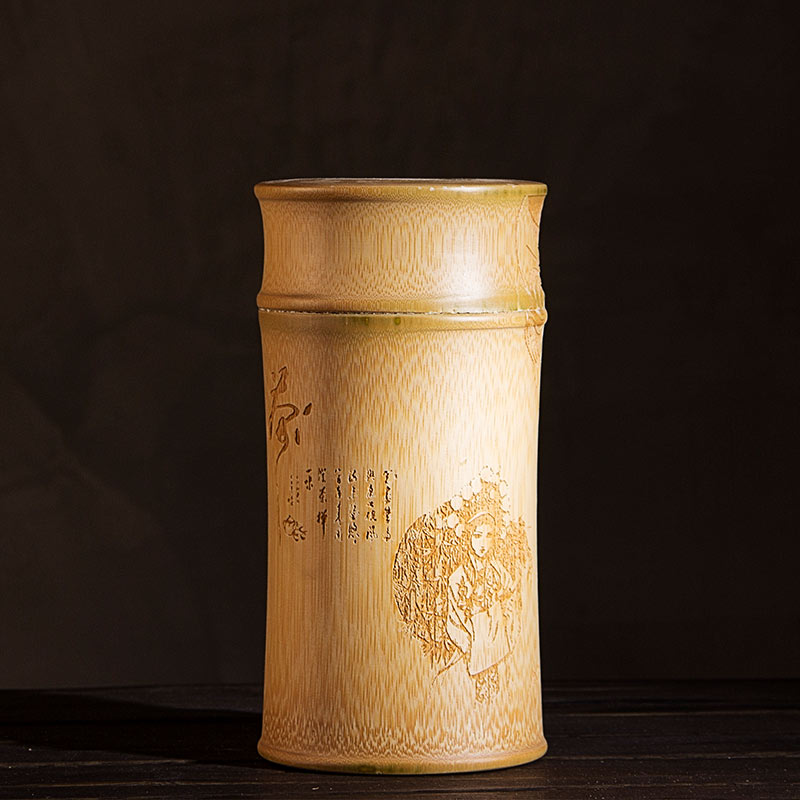 Natural Bamboo Storage Jar Small Tea Caddy Chinese Kung Fu Tea Set Accessories Teaware Container Tea Box for Travel Easy Carry