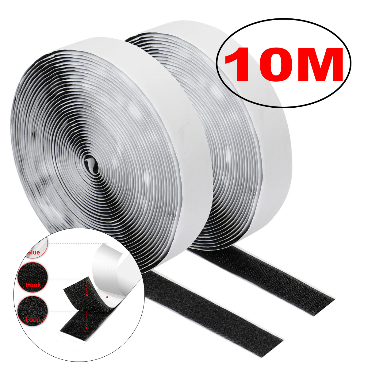Belcro, 1-25M Correa Tiras De  Cinta Autoadhesiva Auto Adhesivo De Gancho y Bucle, Negro, Blanco, Casa, Bricolaje, Grifo Mágico, Pegatinas De Pegamento Muy Fuerte , Correa Adhesiva Costura Organizador Muy Fuerte