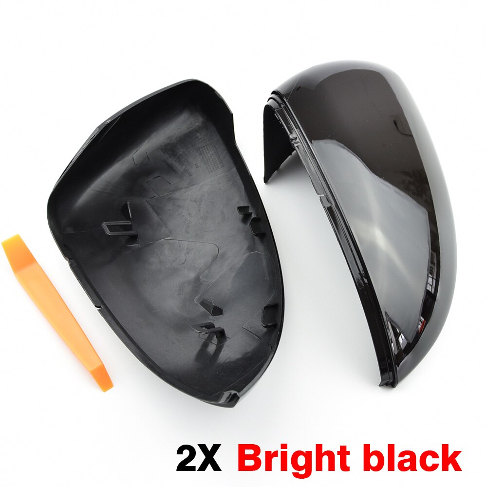 2 pieces For VW Golf MK7 7.5 GTI 7 7R Mirror Covers Caps RearView Mirror Case Cover Carbon Look Bright Black Matte Chrome Cover: Bright black