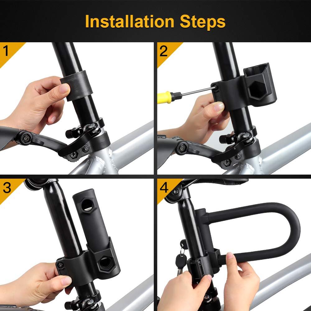 Candado en U de Fuerte seguridad con Cable de acero para bicicleta, combinación antirrobo, accesorios para bicicleta de montaña, carretera, motocicleta, cadena