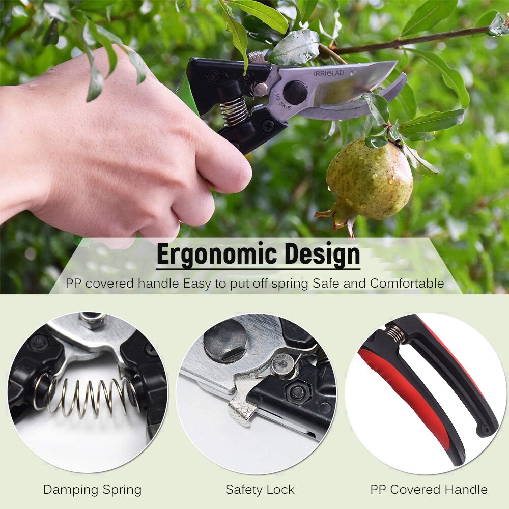 Garden Shears Hand Pruners Bypass Pruner Gardening Clippers for Cutting Flowers Trimming Plants Fruits Picking