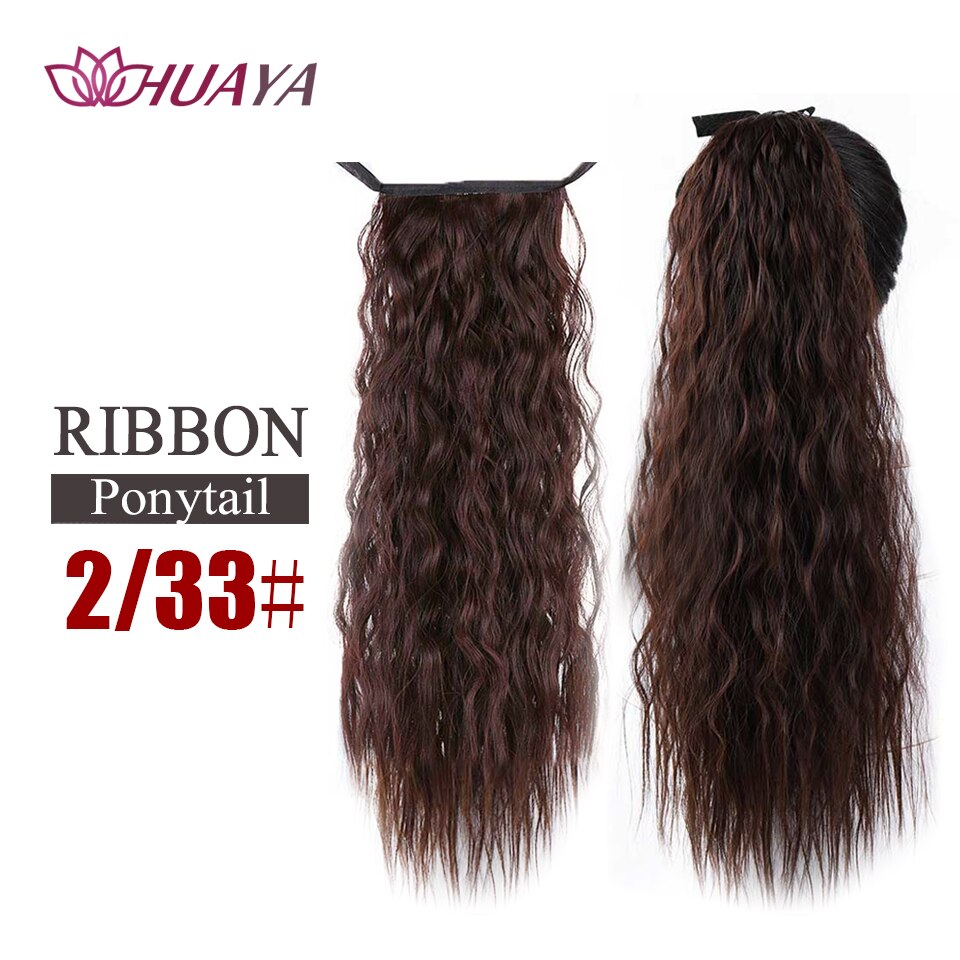 HUAYA Long Straight Clip In Hair Tail False Hair Ponytail Hairpiece With Hairpins Natural Synthetic Hair Extensions Pony Tail: 0022B-2-33
