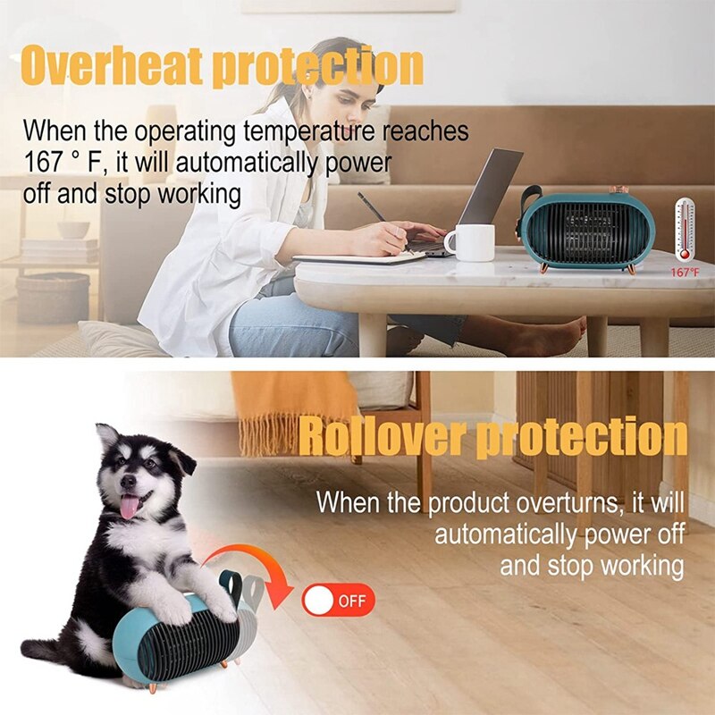 Space Heaters Portable Mini Heaters for Homes and Offices Energy-Saving Small Space Heaters, US Plug