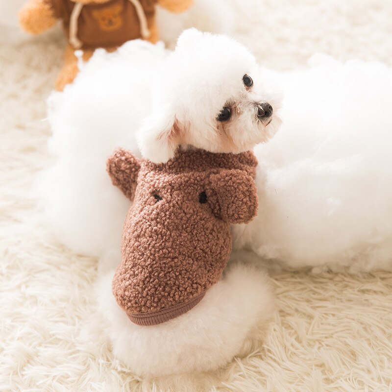 Cartoon Hond Kleding Kleding Voor Honden Hoodies Kleine Super Huisdier Outfits Leuke Herfst Winter Beer Print Bruin Jongen Ropa Para perro