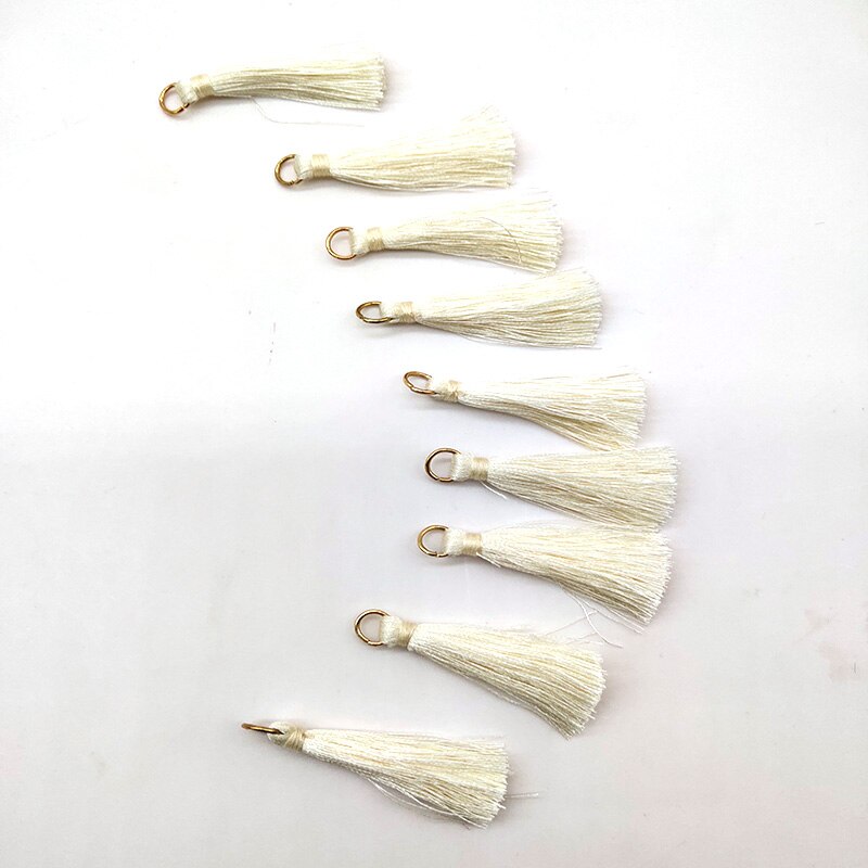 10 Pcs Silky Handmade Soft Craft Mini Tassels with Loops for Jewelry Making, DIY Projects, Bookmarks Accessories: Beige