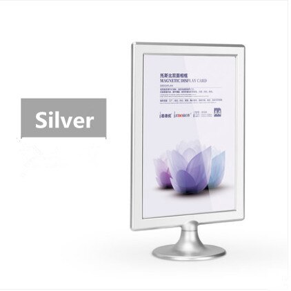 A5 Restaurant Acrylic Menu Paper Card Holders Display Stand Plastic Paper Holder Frame Advertising Poster Frame: Silver