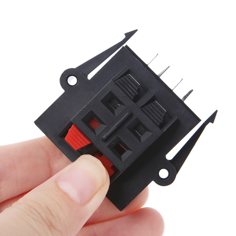 4 Way 2 Row Push Release Connector Strip Block Plate Stereo Speaker Terminal