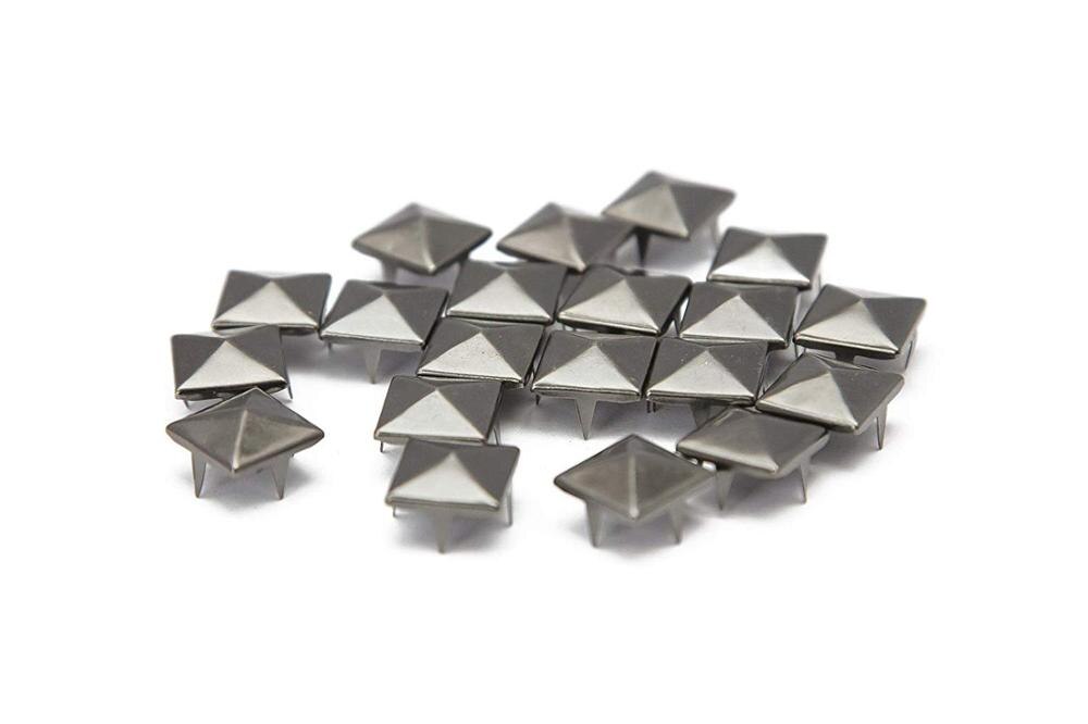 100 Pcs Piramide Studs Metalen Klauw Kralen Nailhead Punk Klinknagels Met Spikes (6mm): Gun Metal