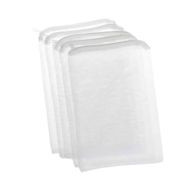 5 Pcs/Set Aquarium Filter Bag Fish Tank Mesh Bag Zipper Net Pond For Bio Ball Active Carbon Isolation Storage 5 Sizes: 5
