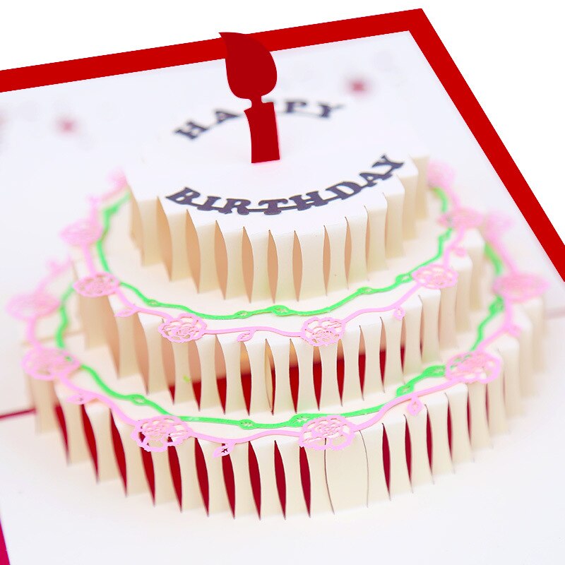 Fødselsdagskort 3d håndlavet til fremstilling af porøs papirskulpturkage lille kort