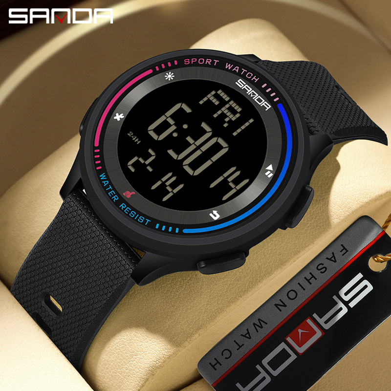 SANDA 6158, Teenager, Studenten, modisch, digitales Uhrwerk, Handuhr, trendig, wasserdicht, draussen-Sportmodus, freundlicher-Armbanduhr