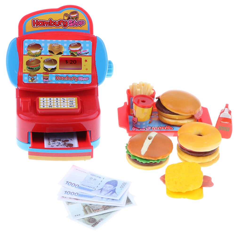 Simulation Fast-Food-Restaurant Kassen Spielset Kinder kinder Pretend Spielen Spielzeug Geburtstag Fit für Jungen & Mädchen