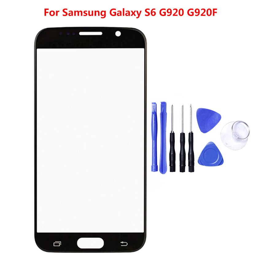 Touch Screen Panel For Samsung Galaxy S6 Touchscreen Front Glass Replacement Outer Lens Tools Not LCD: black