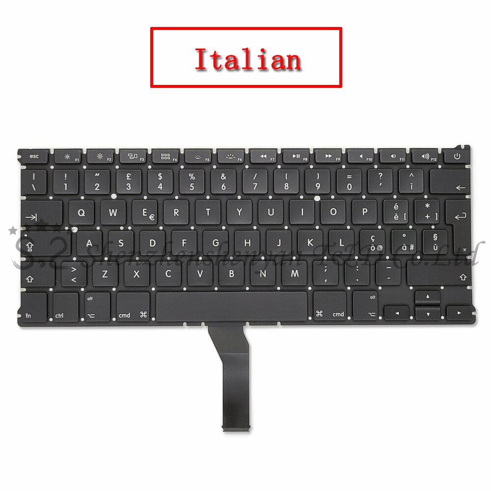 US UK Replacement Keyboard Russian Spain French German Russian Korean Layout for Macbook Air 13 &quot;A1369 A1466 Years: Italy