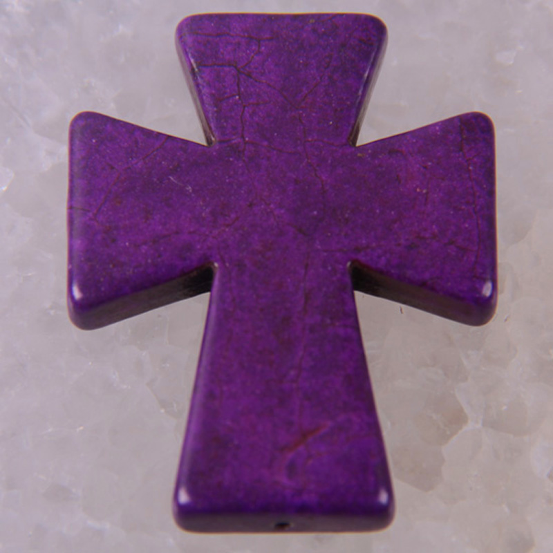 Pendentif croix Turquoise 50x40MM, bijoux pour femme, , perle ample, S009-S018: Couleur or