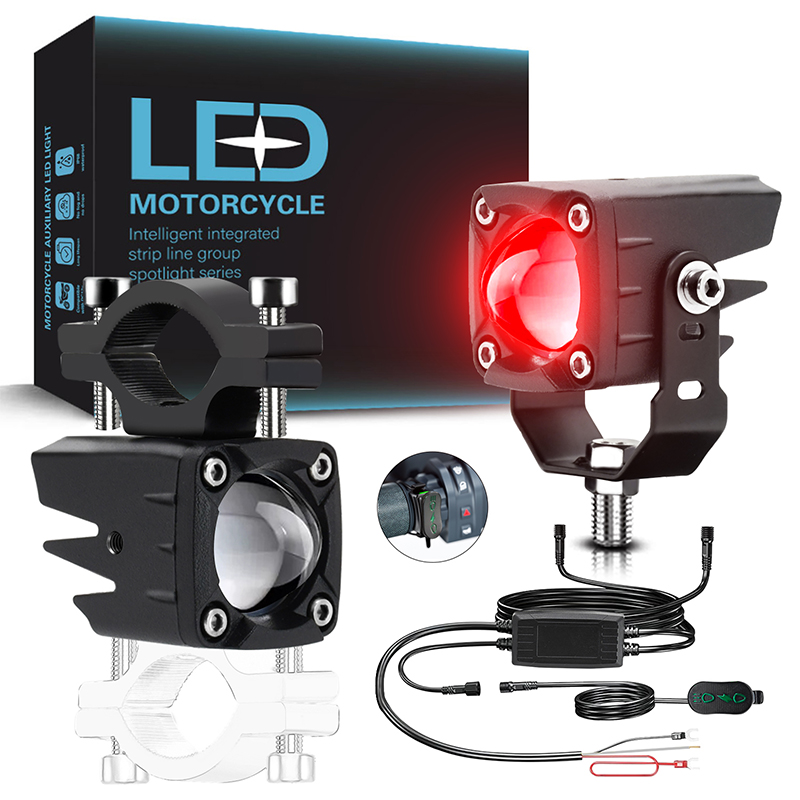 Motorsykkel led-tåkelys 120w 18000lm 6 lysmoduser led-ekstralys kompatible med traktor, lastebil, atv, utv, suv: Rød