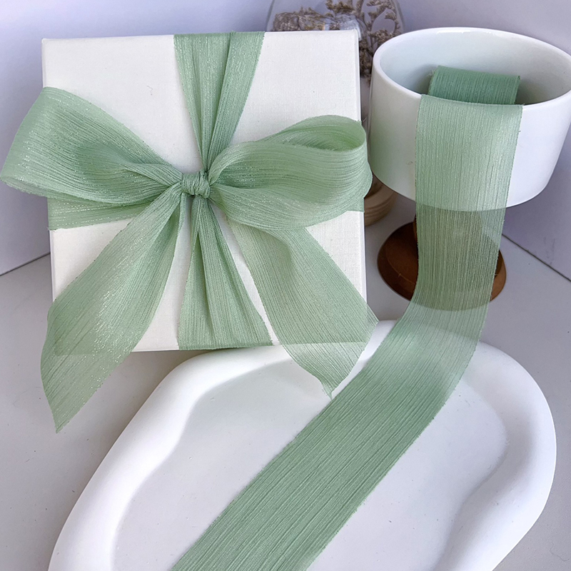 Chiffon Band Falten Gittergewebe Einfarbig Band DIY Schleife Kasten Blume Verpackung Verpackung Garn Band Hochzeit Party Dekoration