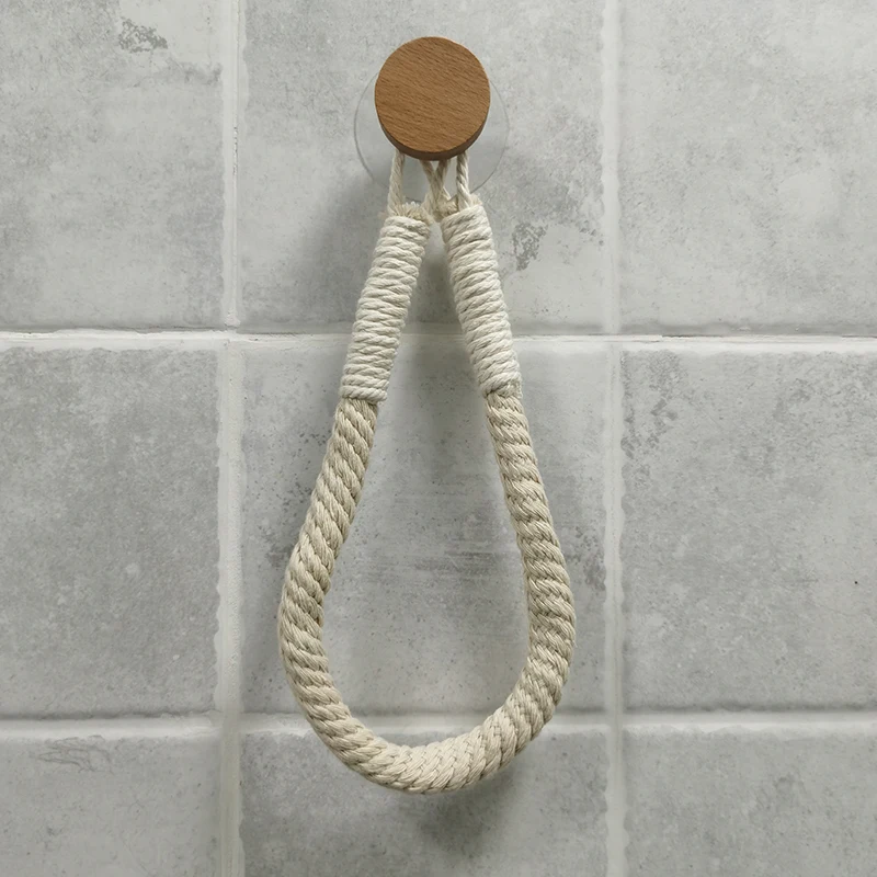 Toallero adhesivo sin clavos, gancho de madera para baño, toallero de papel, juego de accesorios para baño, soporte de papel, gancho de madera: Rojo