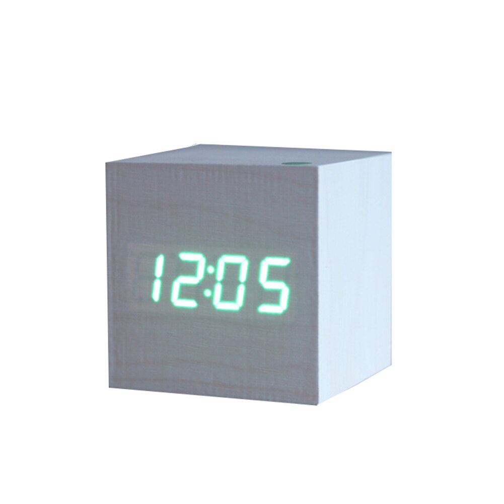 Horloge miroir en bois moderne commande sonore | Horloge numérique de bureau, horloge numérique, horloge électronique: white green