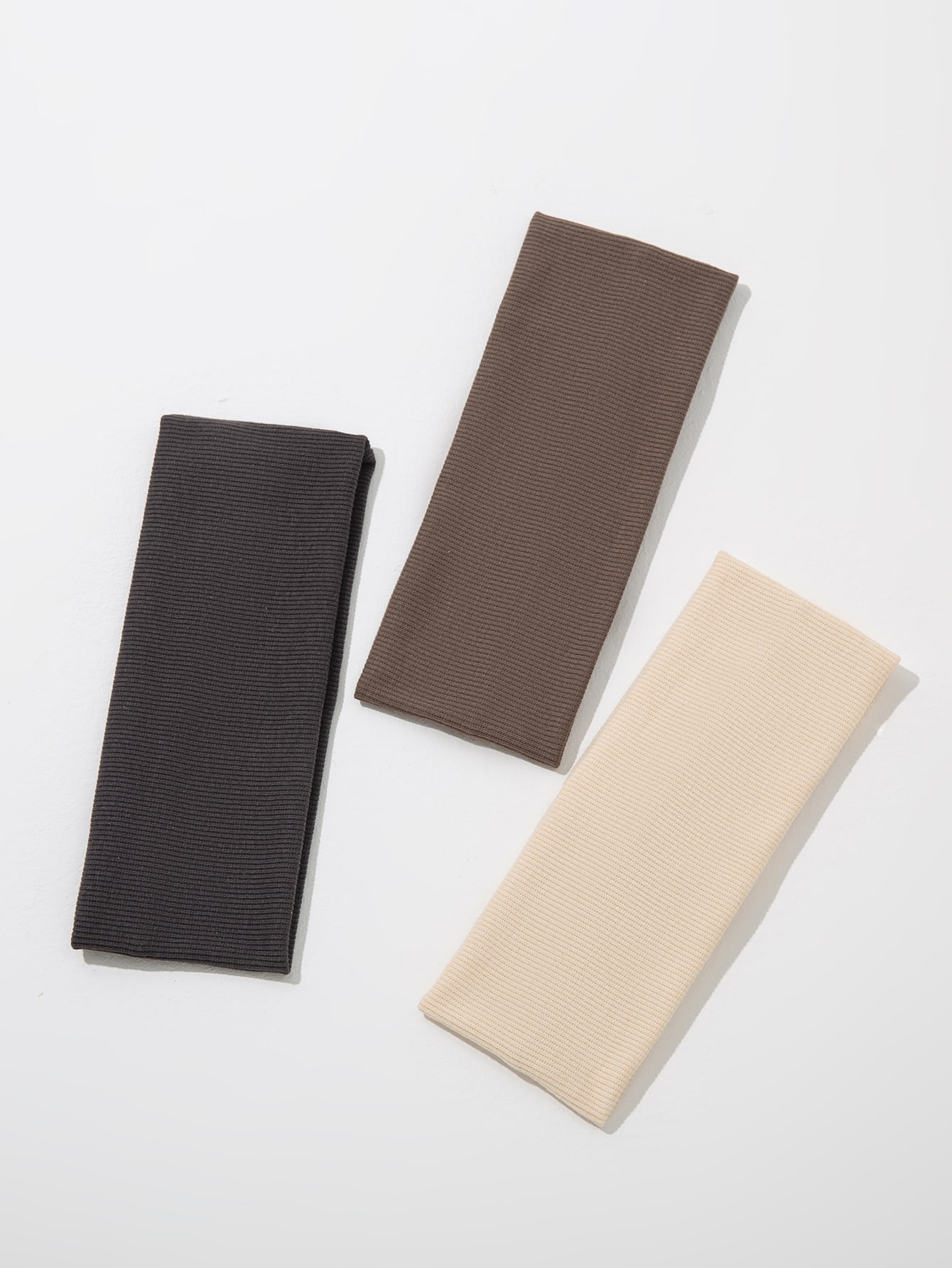 3 stk. strikkepannebånd i ensfarget farge, sklisikre, elastiske, myke stoffhårbånd til kvinner, hårbånd, hodeplaggtilbehør: Multi