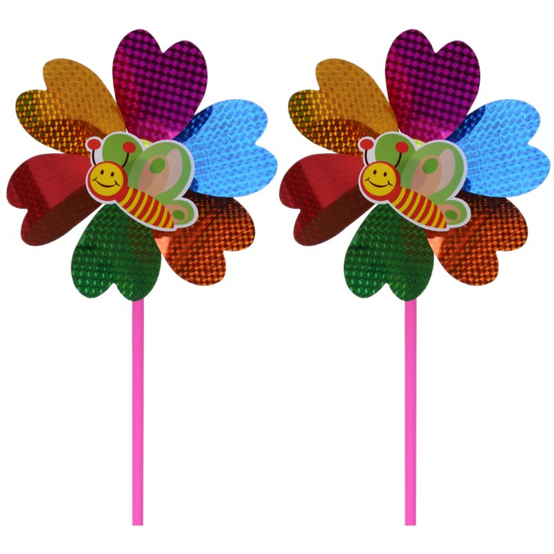 2 stk / sæt paillet vindmølle pinwheel farverige børnelegetøj børn glitter glød haven vind spinner
