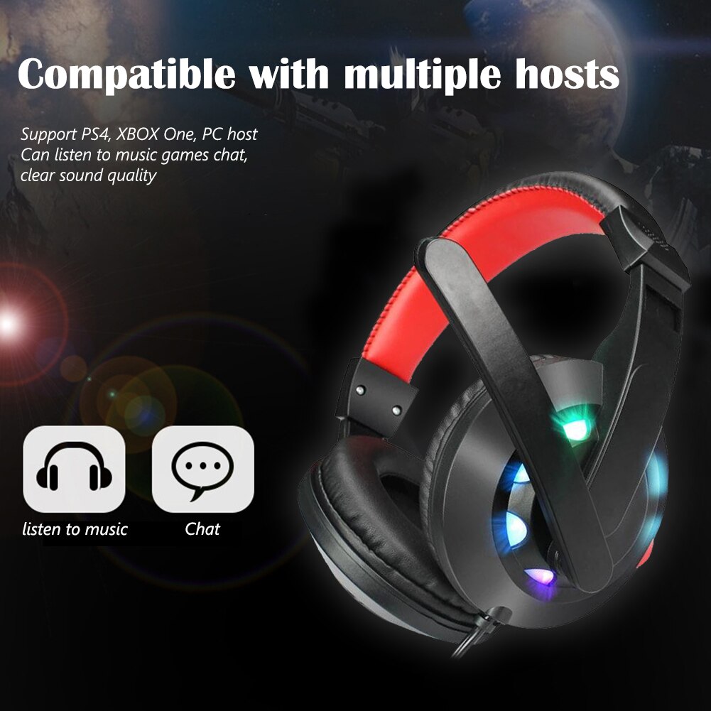 Gaming Headphone 3.5mm Wired Headset Stereo Deep Bass Over-Ear Headphone with Microphone for Laptop Tablet Gamer
