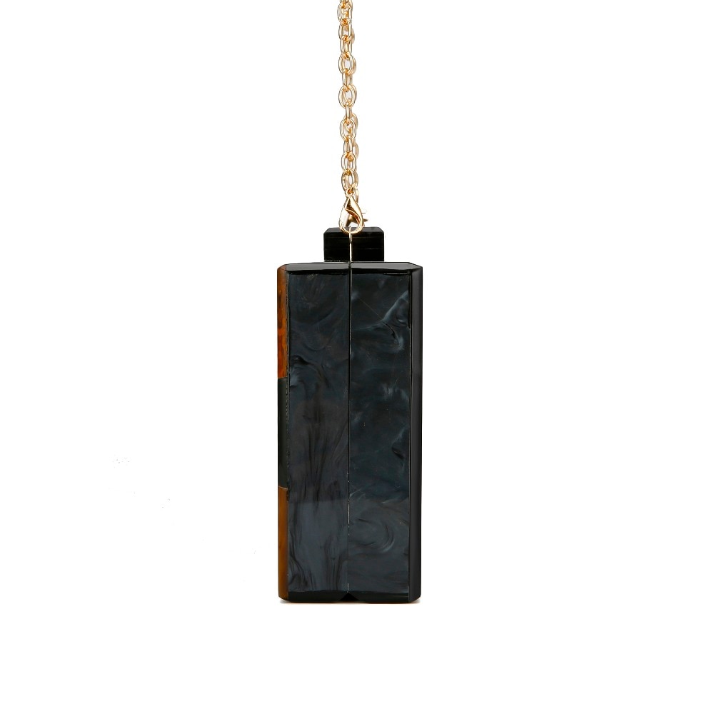 Naken guld glitter svart pärl randig geometrisk akryl clutch kvinnor axel messenger kväll sommar strand klaff akryl väska