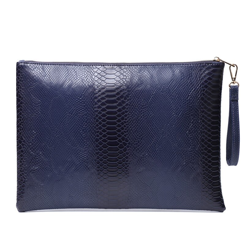 Snake Ostrich Crocodile Pattern Bag Female Bag Large Capacity PU Leather Envelopes Bag Envelope Bag: Snake dark blue